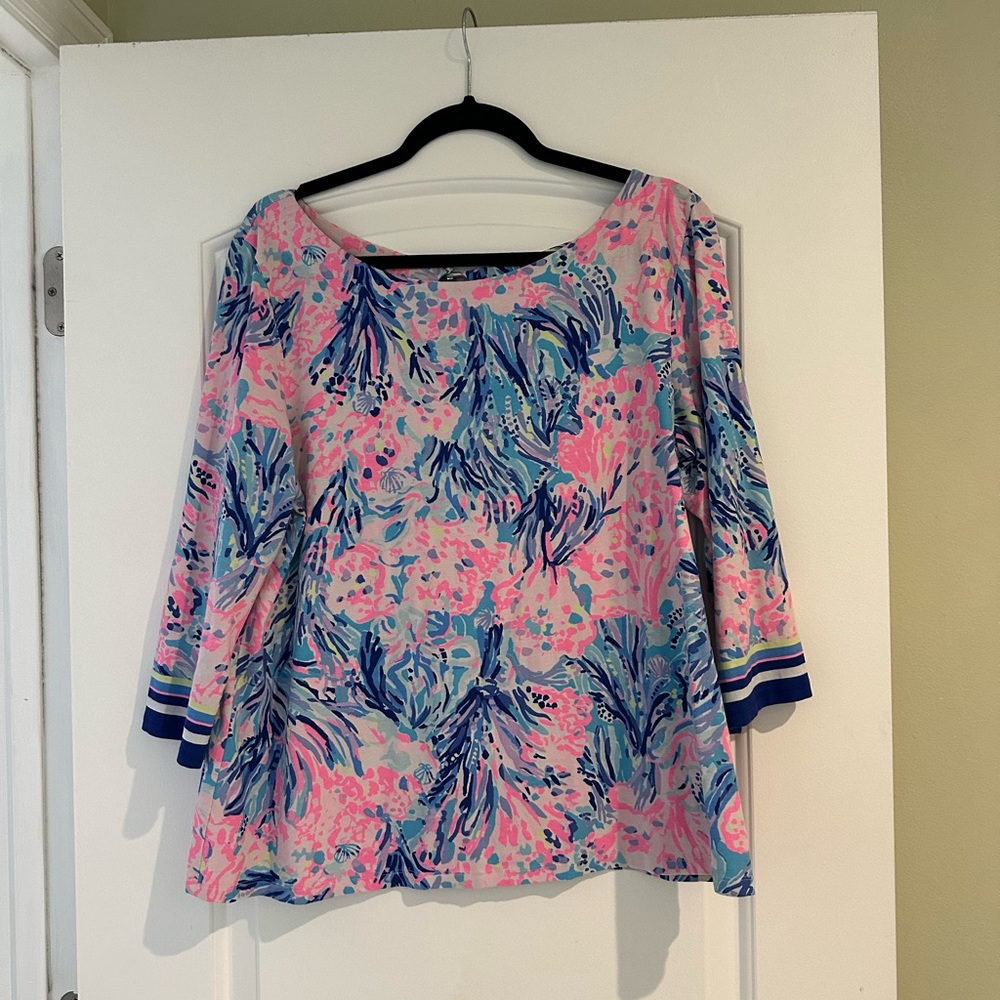 Lilly Pulitzer Pink and Blue Floral Blouse